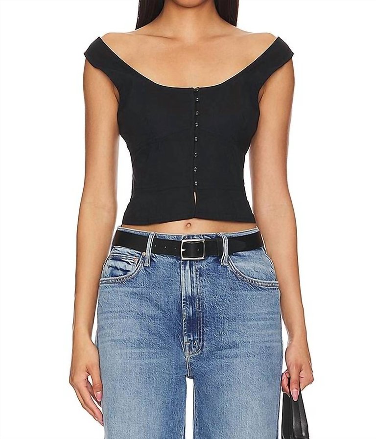 Sally Corset Top In Black - Black