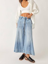 Sheer Luck Belted Crop Wide Leg Jeans In Blue - Blue