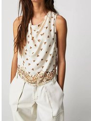 Silas Printed Cowlneck Top - Ivory Combo