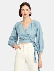 Sophie Denim Wrap Crop Top - Medium