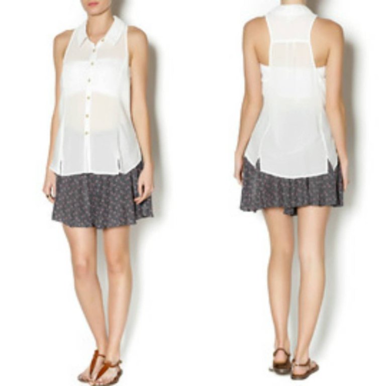 Tank Collar Buttondown In Ivory - Ivory