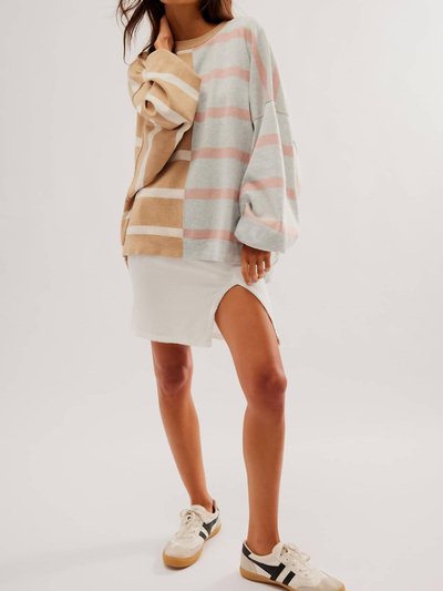 Free People Uptown Stripe Pullover In Camel Grey Combo product