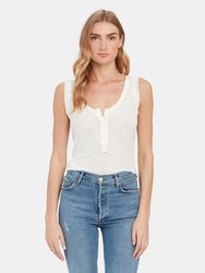 Vacay Faux Button Down Tank - White