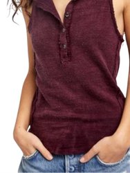 Vintage Textured Tank Top - Burgundy