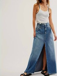 We The Free Come As You Are Denim Maxi Skirt - Sapphire Blue With Slit