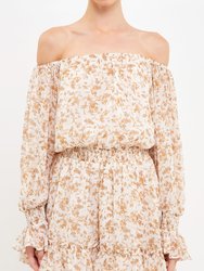 Baroque Chiffon Floral Long Sleeve Romper