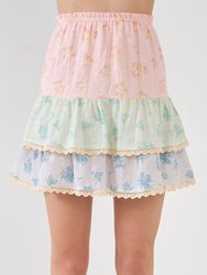 Color Block Eyelet Trim Detail Mini Skirt