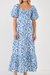 Floral Back Tied Maxi Dress - White/Blue