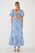 Floral Back Tied Maxi Dress - White/Blue