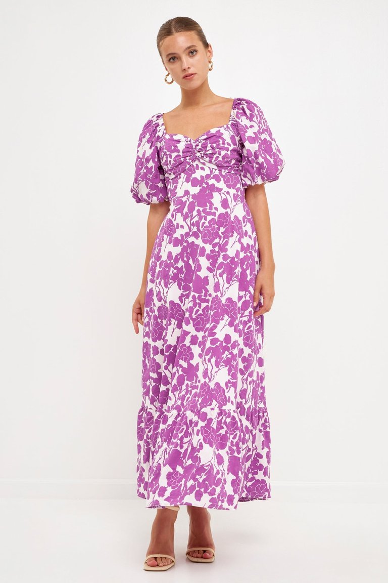 Floral Cut-Out Maxi Dress - Berry