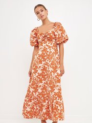 Floral Cut-Out Maxi Dress - Peach/Sienna