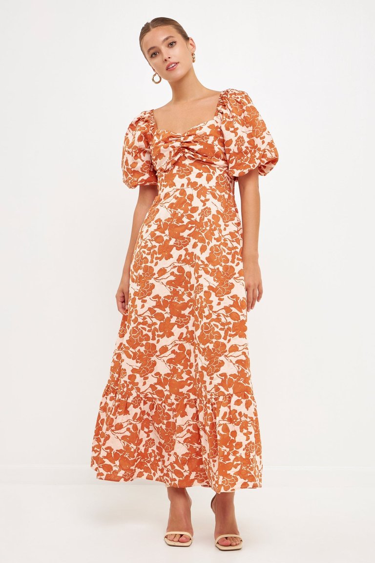 Floral Cut-Out Maxi Dress - Peach/Sienna