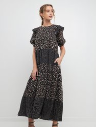 Floral & Dot Print Maxi Dress