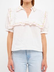 Floral Embroiderd Short Sleeve Top