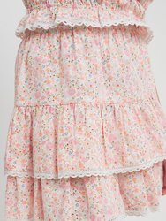 Floral Eyelet Ruffled Mini Skirt