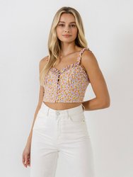 Floral Print Cropped Top - Lilac Multi