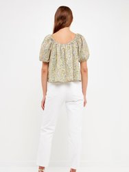 Floral Print With Sequins Top