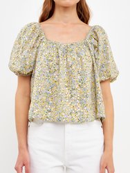 Floral Print With Sequins Top