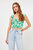 Floral Ruched Bow Tie Top - Green