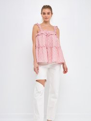 Floral Textured Flounce Top