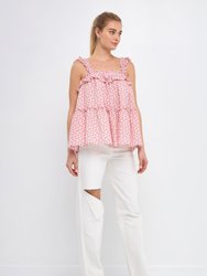 Floral Textured Flounce Top