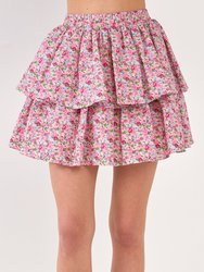 Floral Tiered Mini Skirt