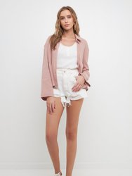 Gauze Button-Down Top - Dusty Pink