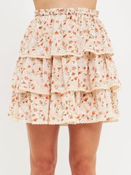 High Waisted Ruffle Skirt With Lace