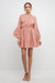 Laced Spg Tie Mini Dress - Dusty Pink