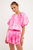 Paisely Eyelet Balloon Top with Tie-dye Effect - Pink