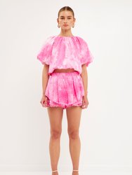 Paisely Eyelet Ruffle Skort with Tie-dye Effect