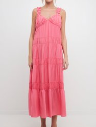 Ruched Layered Sweetheart Maxi Dress