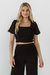 Smocked Cropped Top - Black