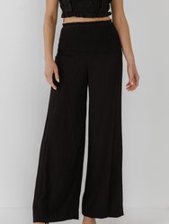 Smocked Detail Pants - Black