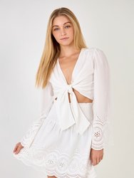 Smocked Waist Lace Skirt - White