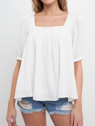 Square Neckline Back Bow Top