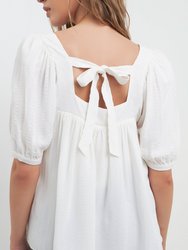 Square Neckline Back Bow Top