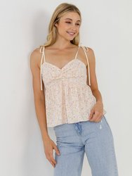 Straps With Floral Top - Pink Multi