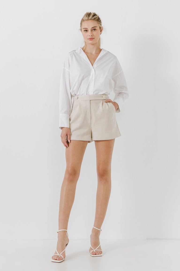 Suede Shorts - Ecru