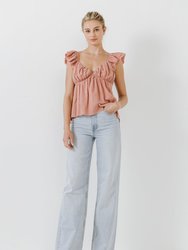 Sweet Heart Neck Raw Edge Top