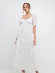 Sweetheart Tiered Short Sleeve Floral Maxi Dress - White