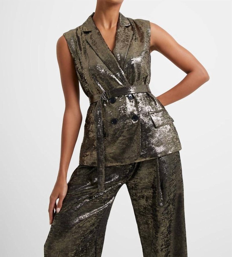 Alara Molten Sleeveless Gilet In Metallic