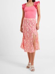 Cosette Verona Slip Midi Skirt - Camellia Rose/ Mandarin Orange