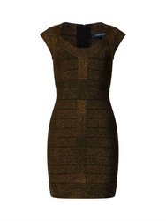 Danni Crepe Cap Sleeve Dress - Black Bronze