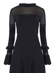 Lindsey Mesh Frill Dress - Black