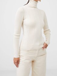 Mari Roll Neck Jumper Sweater - Cream Multi
