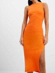 Rassia Organic Rib Slash Dress - Orange