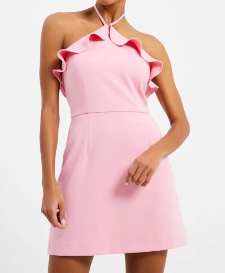 Whisper Ruffle Halter Neck Dress - Sea Pink