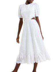 Women's Esse Eyelet Embroidered Cutout Cotton Dress - White