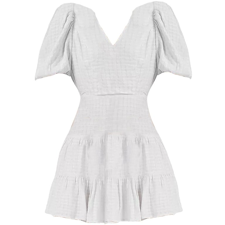 Women's Solid Birch Puff Sleeve Mini Dress